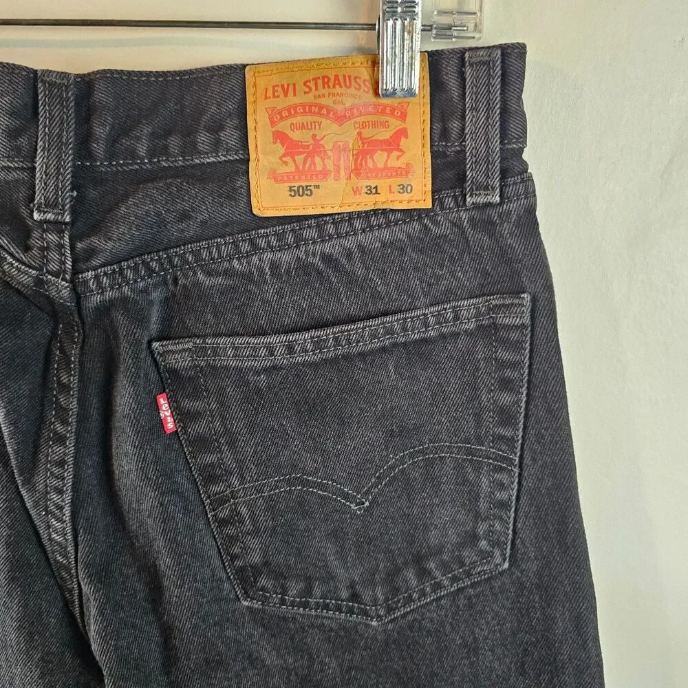 Levi's 505 Jeans Mens 31x30 Black Straight Leg Denim Classic Casual Skater